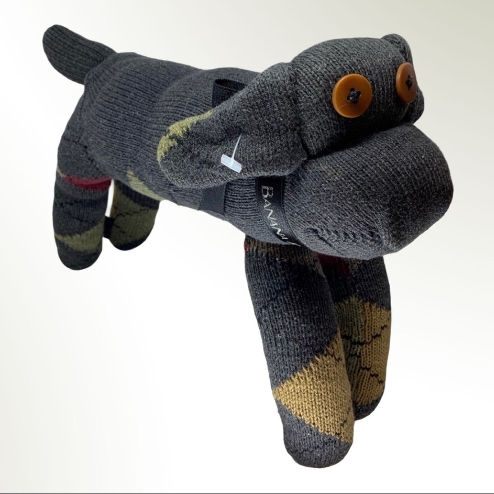 Banana Republic Argyle Grey Sock Puppy Dog Toy